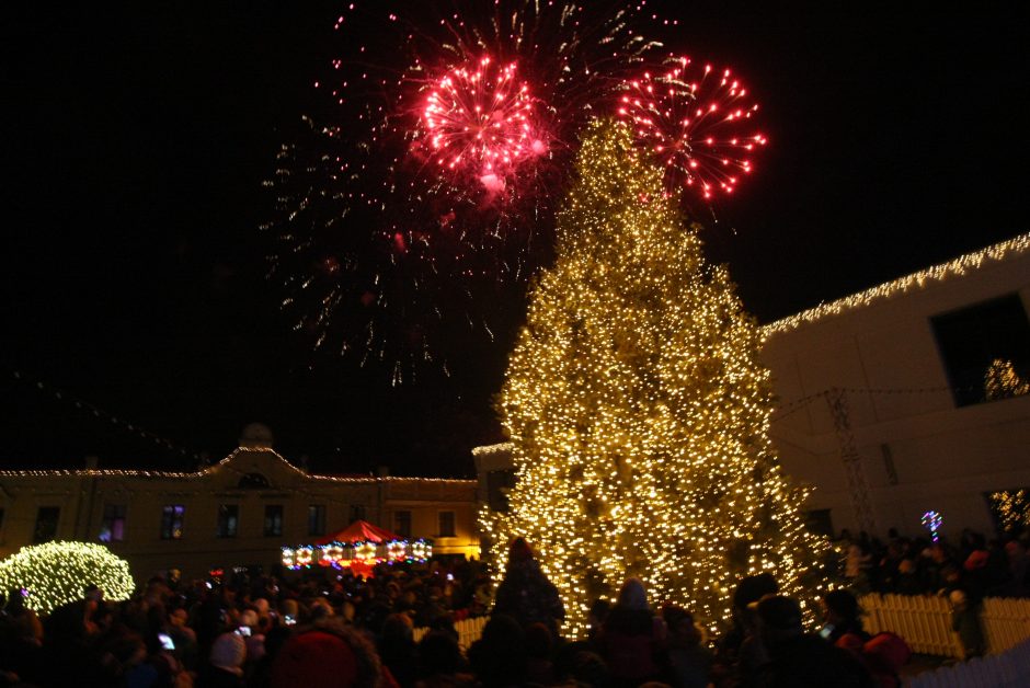 Sekdamas pasaką Kalėdų senelis įžiebė Klaipėdos žaliaskarę