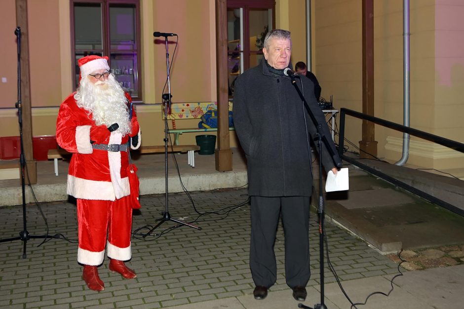 Prie bibliotekos suspindo eglučių alėja