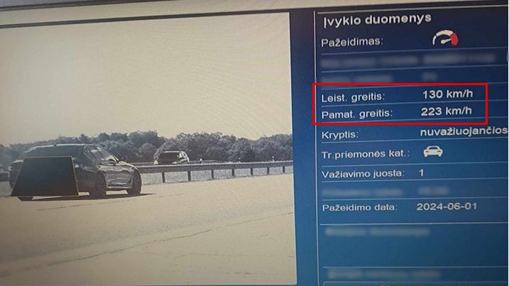 Vietoje 90 km/val. – 209km/val. greitis: vairuotojas nuskubėjo tiesiai pareigūnams į rankas