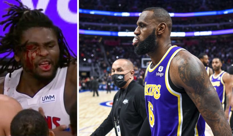 „Lakers“ vizitas Detroite: išvarytas varžovo kraują praliejęs LeBronas ir 15 minučių konfliktas