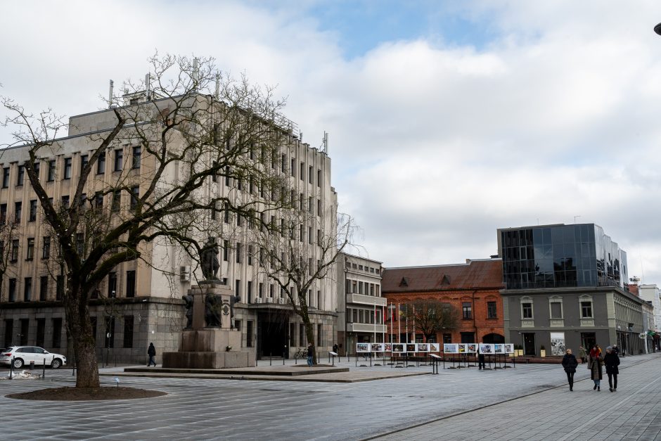 Kaunas siunčia palaikymo žinutę Ukrainai: artėjant karo metinėms Laisvės alėjoje suplazdėjo vėliavos