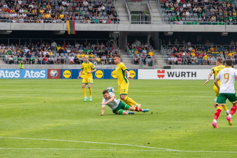 Lietuvos futbolo rinktinė pirmavo, bet rungtynes su bulgarais baigė lygiosiomis