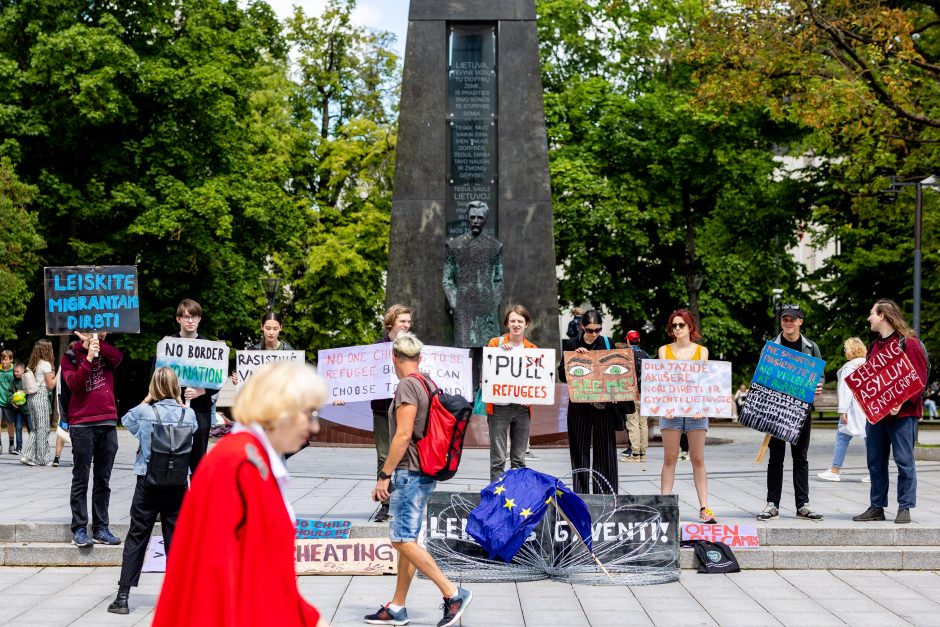 Savanoriai prie Vyriausybės piketavo dėl politikos migrantų atžvilgiu: rasistinė valstybė užknisa