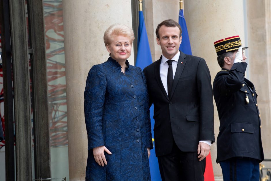 D. Grybauskaitė sakys kalbą E. Macrono apdovanojimo ceremonijoje