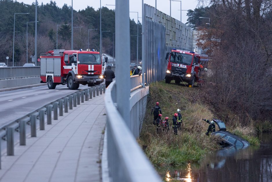 Į upę ties Grigiškėmis įlėkė automobilis: tarnybos ištraukė moterį