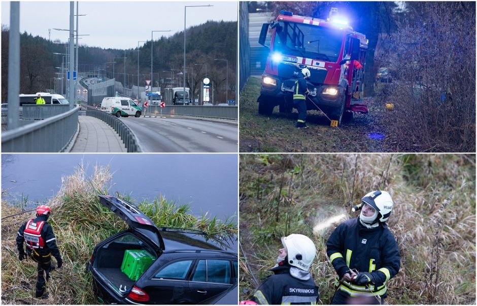 Į upę ties Grigiškėmis įlėkė automobilis: tarnybos ištraukė moterį