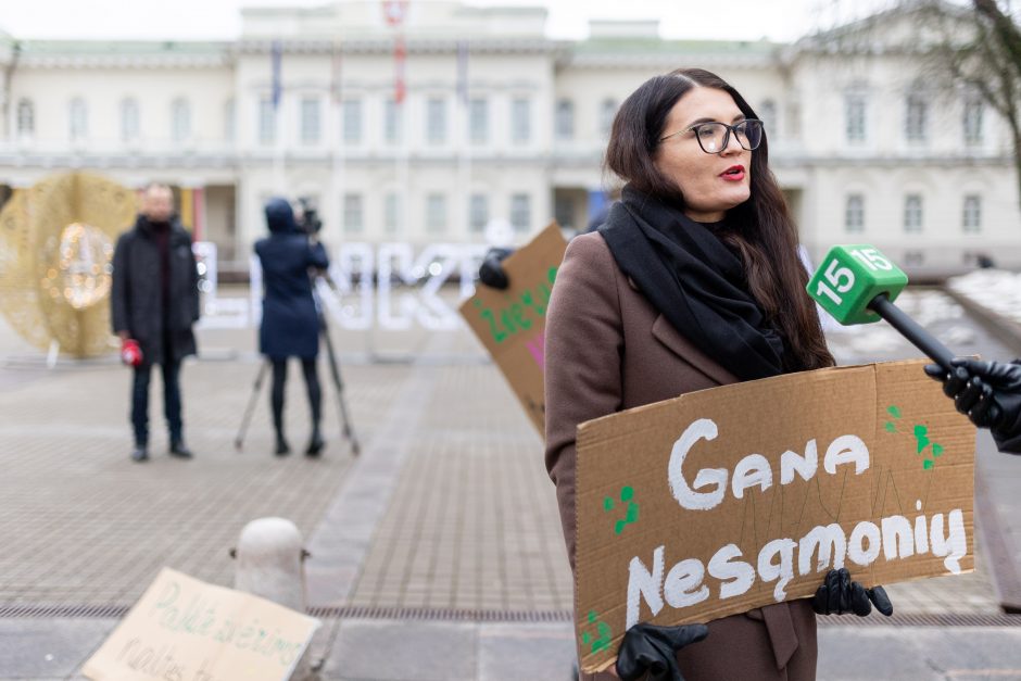 Daukanto aikštėje – demonstracija dėl naktinių taikiklių įteisinimo: prašo vetuoti Seimo sprendimą