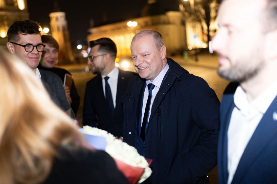 S. Skvernelis, R. Karbauskis, I. Vėgėlė atvyko į socialdemokratų štabą