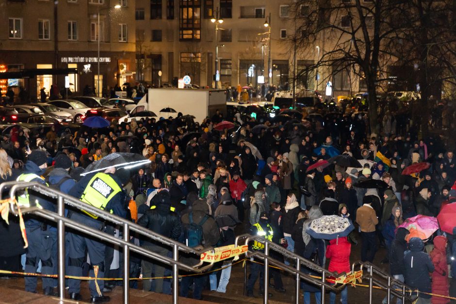 Prie Seimo protestuotojai gėdina socialdemokratus dėl koalicijos su „Nemuno aušra“