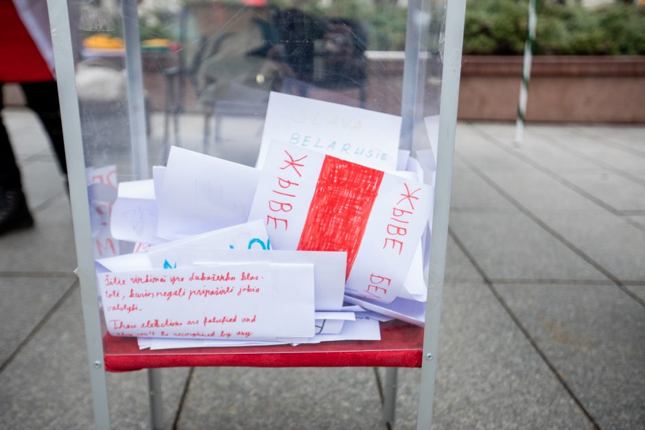 Lietuvoje gyvenančių baltarusių protesto akcija „Lukašenką – į smulkintuvą“