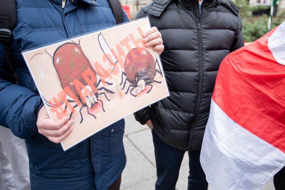 Lietuvoje gyvenančių baltarusių protesto akcija „Lukašenką – į smulkintuvą“