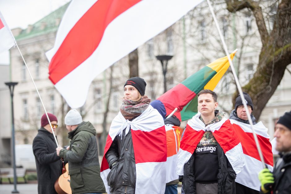 Lietuvoje gyvenančių baltarusių protesto akcija „Lukašenką – į smulkintuvą“