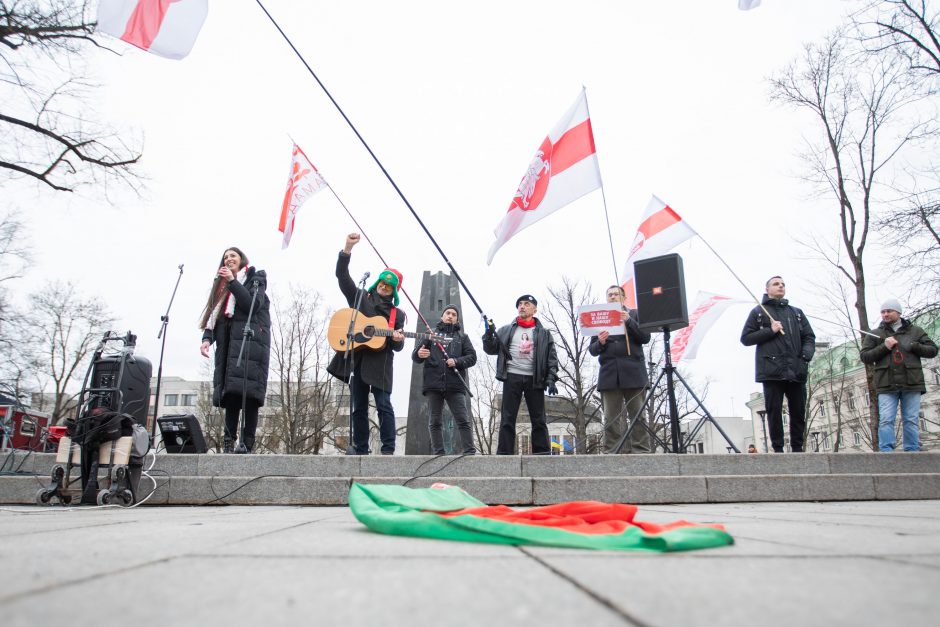 Lietuvoje gyvenančių baltarusių protesto akcija „Lukašenką – į smulkintuvą“