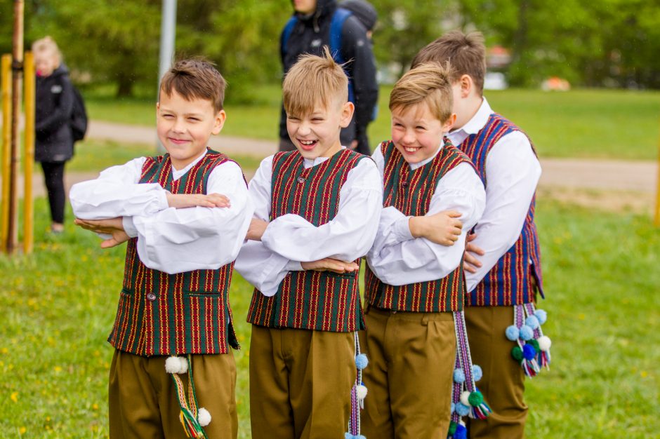 Spalvingo pikniko tarp sakurų nesugadino ir apniukęs dangus