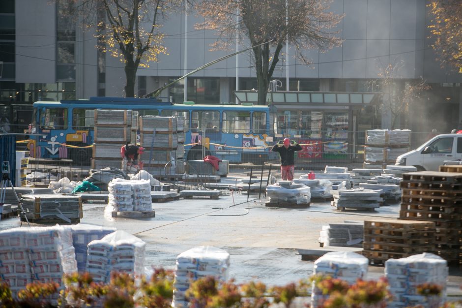 Ryškėja Vienybės aikštės vaizdas: pasodinti medžiai