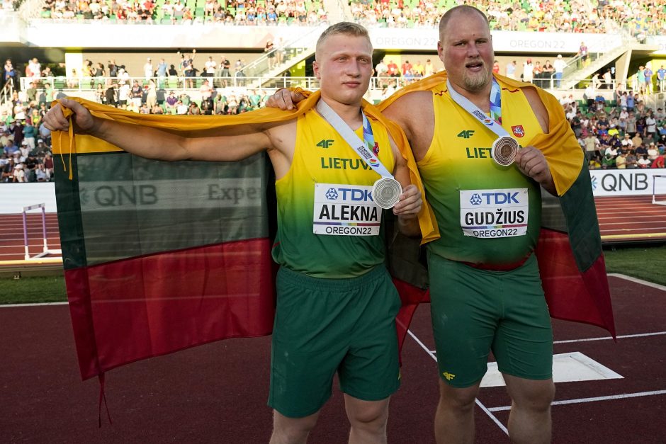 Istorija: pasaulio čempionate medalius laimėjo ir M. Alekna, ir A. Gudžius