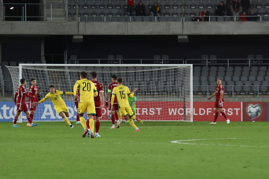 Puikiai žaidusi Lietuvos futbolo rinktinė nenusileido Vengrijai