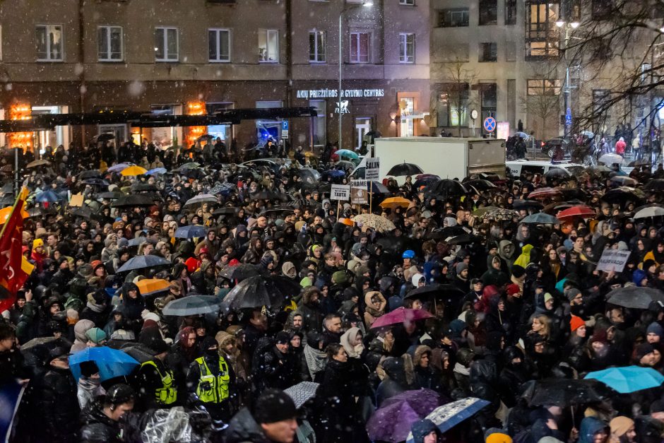 Prie Seimo protestuotojai gėdina socialdemokratus dėl koalicijos su „Nemuno aušra“