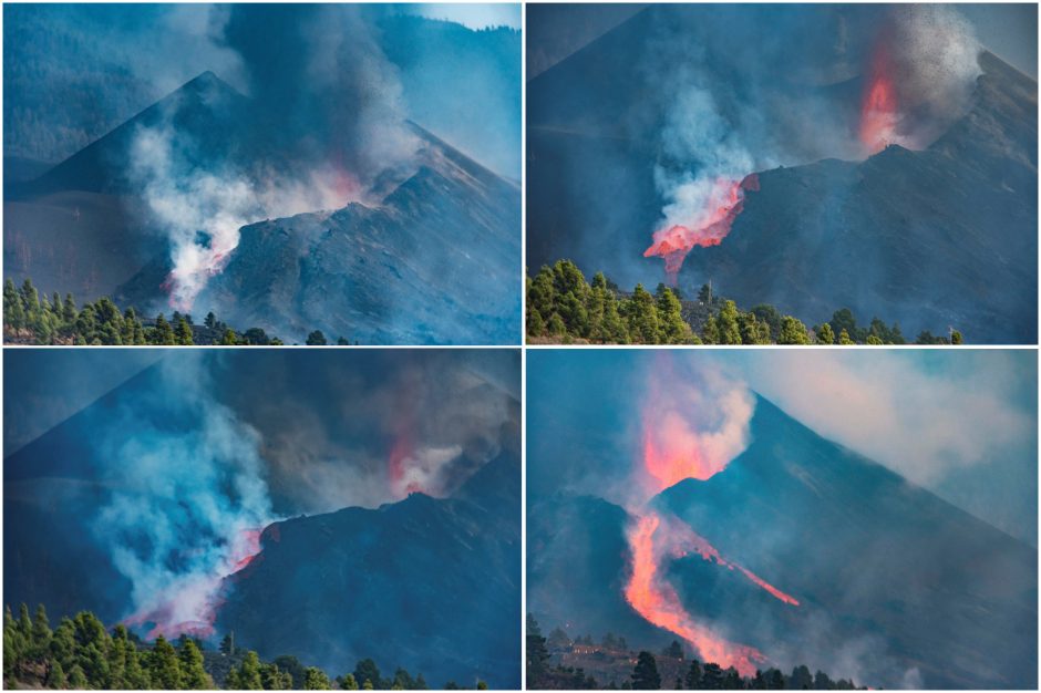 Ugnikalnio lava La Palmos saloje grasina dar šimtams namų