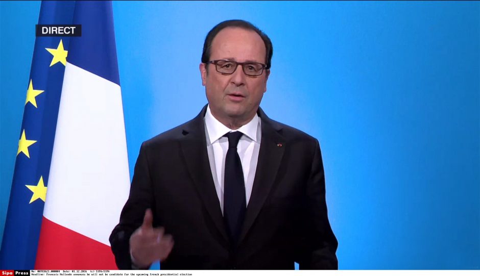 Prancūzijos prezidentas F. Hollande'as nesieks antrosios kadencijos