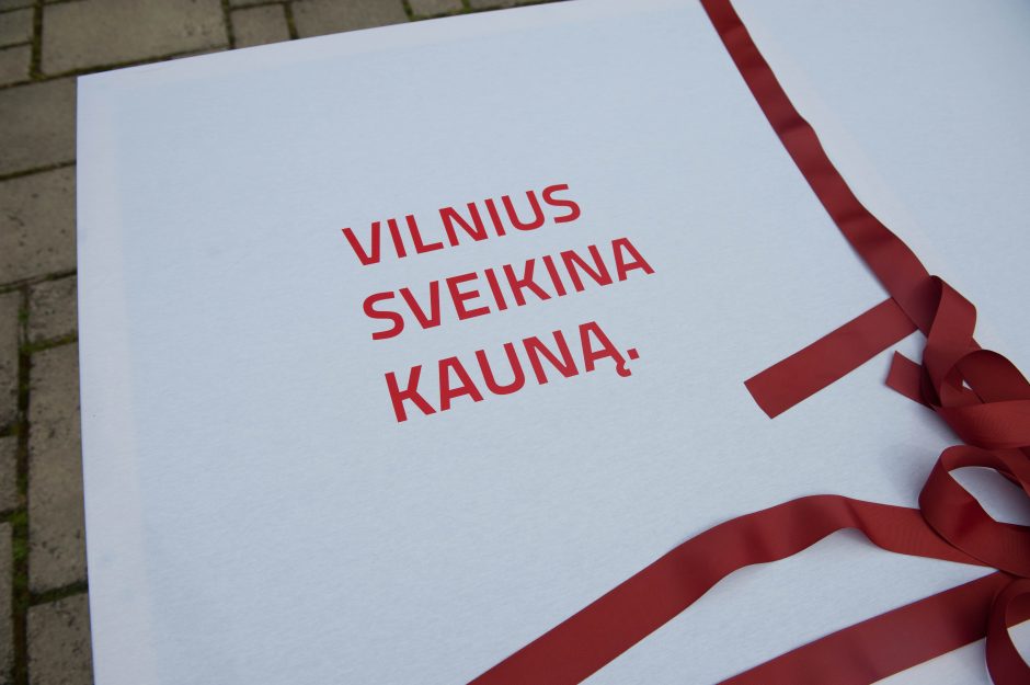 Vilnius sveikina Kauną: iš vaišių sudėlioti miesto simboliai