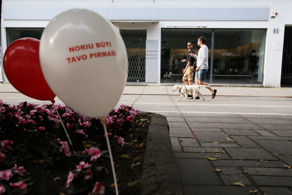 Laisvės alėją studentai nuklojo tūkstančiais balionų