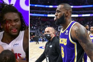 „Lakers“ vizitas Detroite: išvarytas varžovo kraują praliejęs LeBronas ir 15 minučių konfliktas